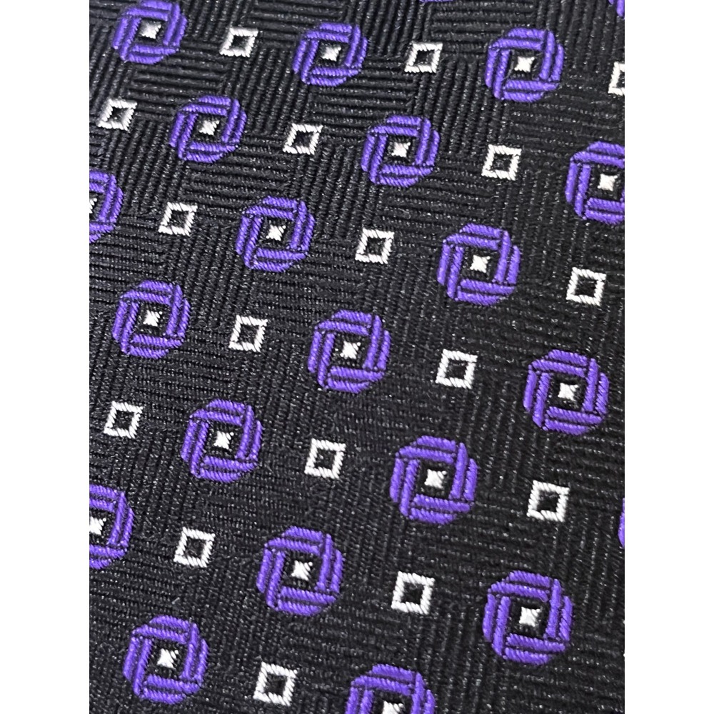 LAUREN Ralph Lauren Mens Silk‎ Tie Purple White Squares Pattern - Picture 3 of 5